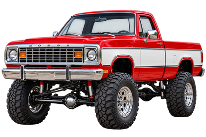 Flame Red & White 1977 Dodge Power Wagon decal artwork