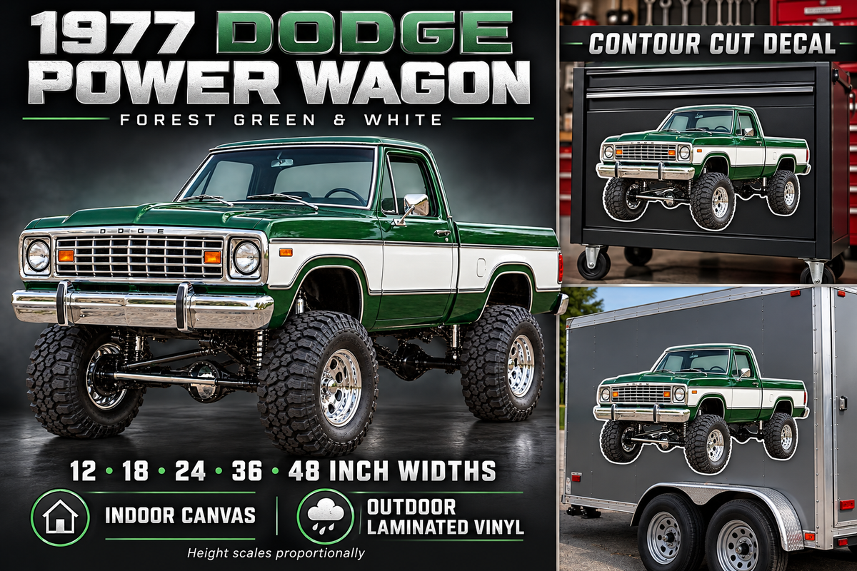 Forest Green & White 1977 Dodge Power Wagon decal product showcase