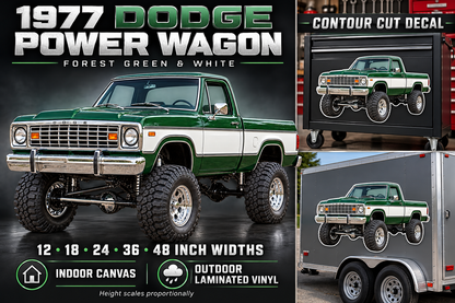 Forest Green & White 1977 Dodge Power Wagon decal product showcase