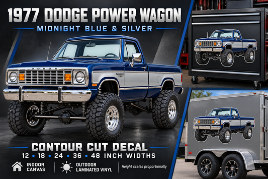 Midnight Blue & Silver 1977 Dodge Power Wagon decal product showcase