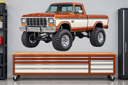 Copper & Wimbledon White 1979 Ford F-150 Ranger XLT4x4 garage wall decal preview