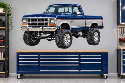 Midnight Blue & Silver 1979 Ford F-150 Ranger XLT4x4 garage wall decal preview