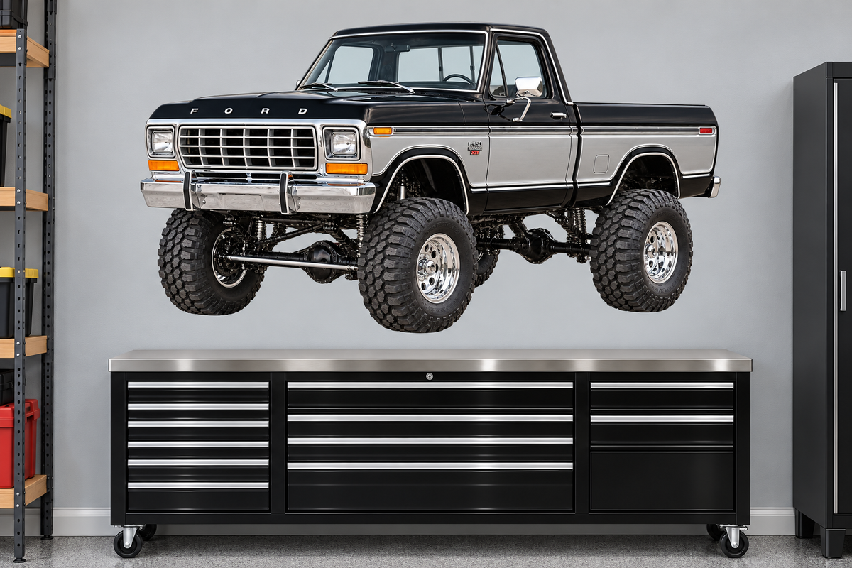 Raven Black & Silver 1979 Ford F-150 Ranger XLT4x4 garage wall decal preview