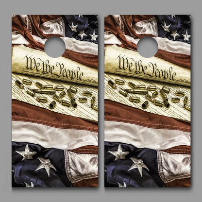 We the People American Flag Corn Hole Board Decal Wrap