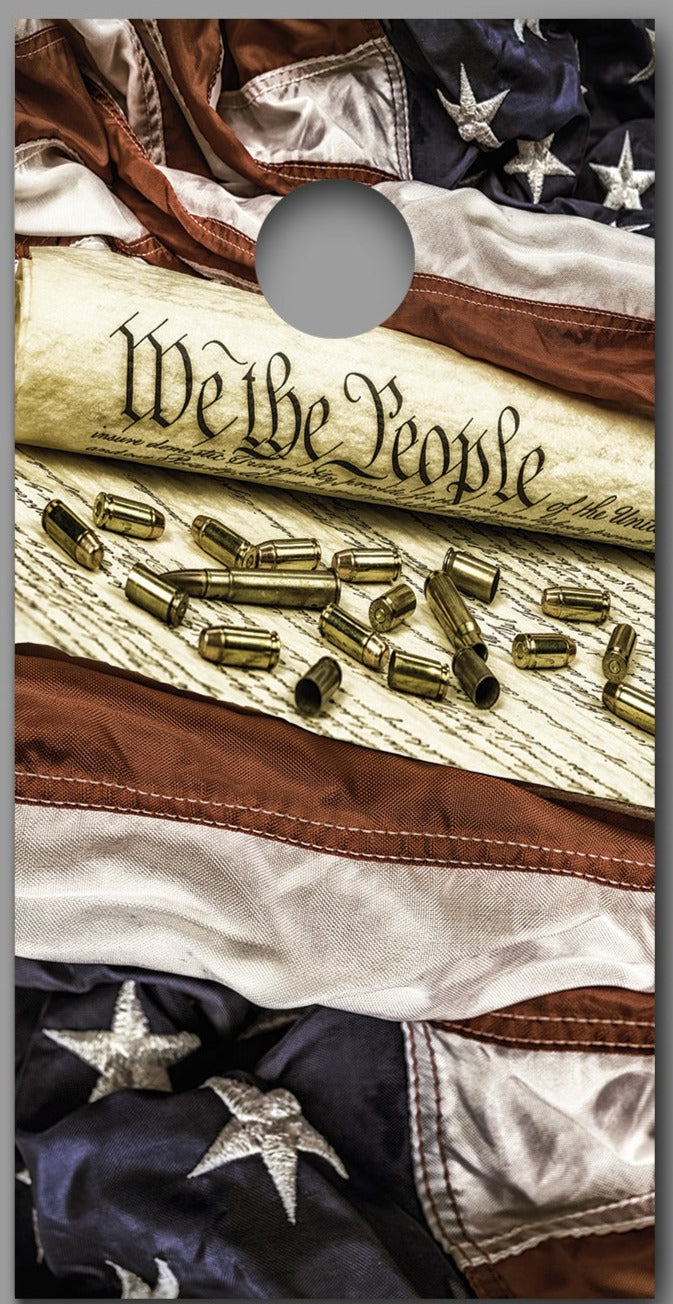 We the People American Flag Corn Hole Board Decal Wrap