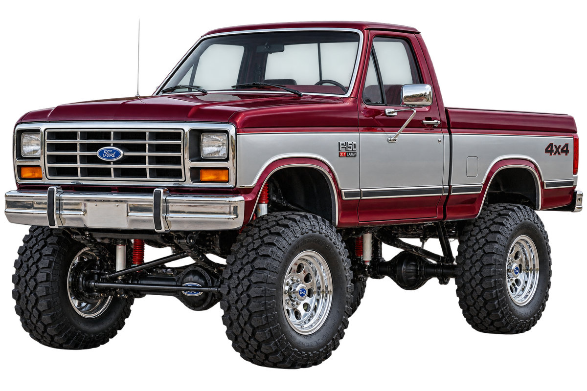 Burgundy & Silver 1985 Ford F150 bullnose4x4 decal artwork
