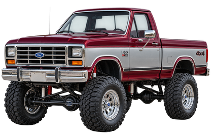 Burgundy & Silver 1985 Ford F150 bullnose4x4 decal artwork