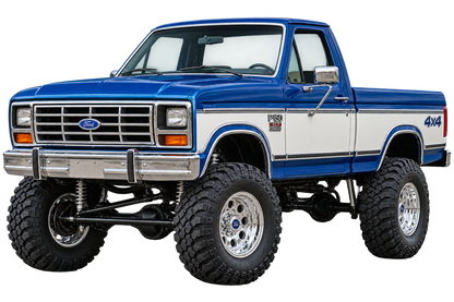 Cobalt Blue & White 1985 Ford F150 bullnose4x4 decal artwork