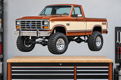 Copper & Cream 1985 Ford F150 bullnose4x4 garage wall decal preview
