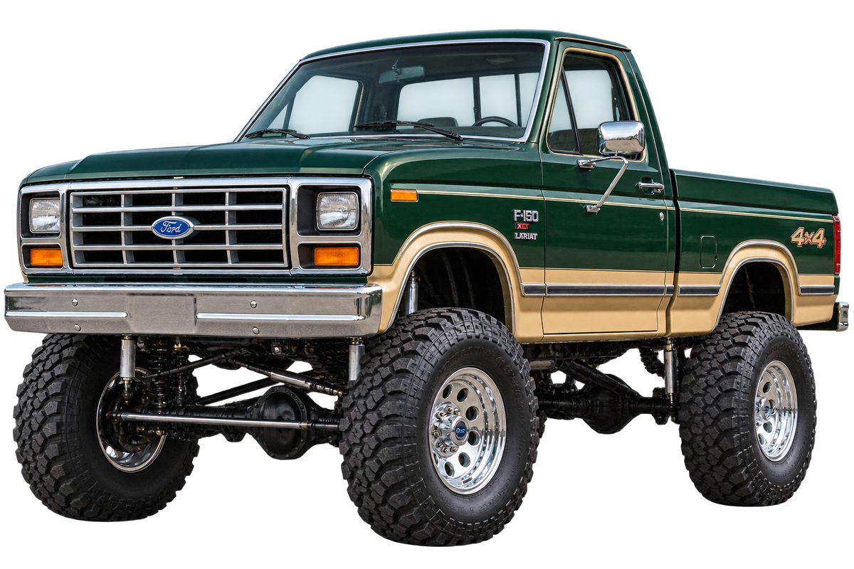 Forest Green & Tan 1985 Ford F150 bullnose4x4 decal artwork