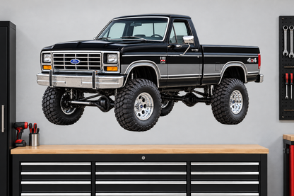 Raven Black & Charcoal 1985 Ford F150 bullnose4x4 garage wall decal preview