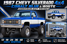 Cobalt Blue & White 1987 Chevy Silverado 4x4 product showcase