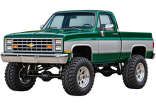 Emerald Green & Silver 1987 Chevy Silverado squarebody 4x4 transparent decal artwork