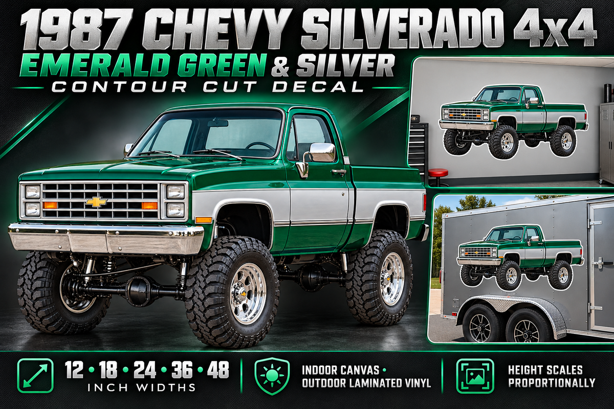 Emerald Green & Silver 1987 Chevy Silverado 4x4 product showcase