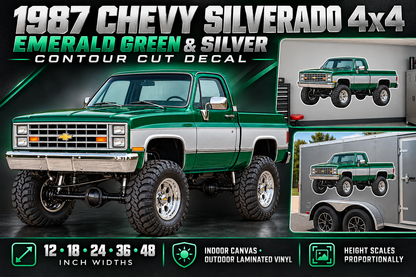 Emerald Green & Silver 1987 Chevy Silverado 4x4 product showcase