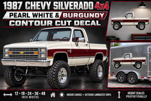 Pearl White & Burgundy 1987 Chevy Silverado 4x4 product showcase