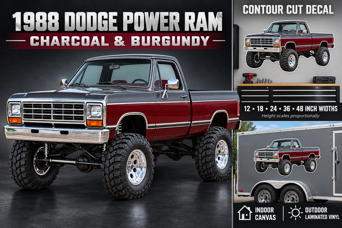 Charcoal & Burgundy 1988 Dodge Power Ram product showcase