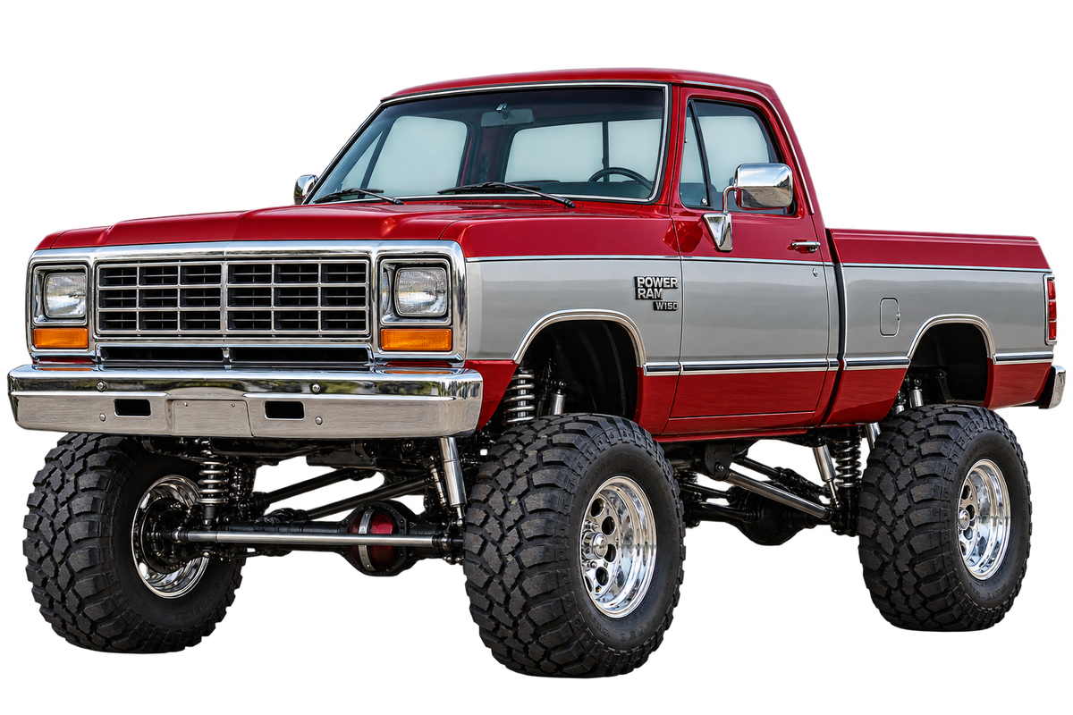 Crimson Red & Silver 1988 Dodge Power Ram decal artwork