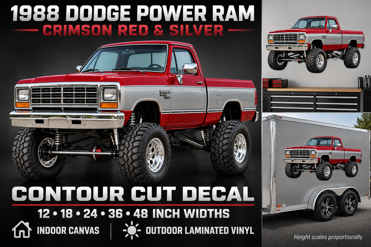 Crimson Red & Silver 1988 Dodge Power Ram product showcase