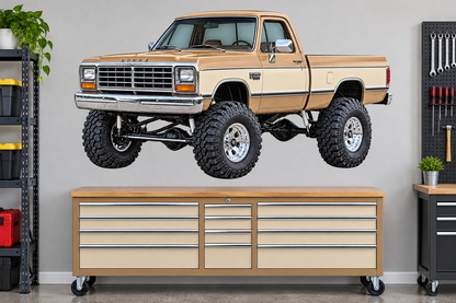 Desert Tan & Cream 1988 Dodge Power Ram garage wall decal preview