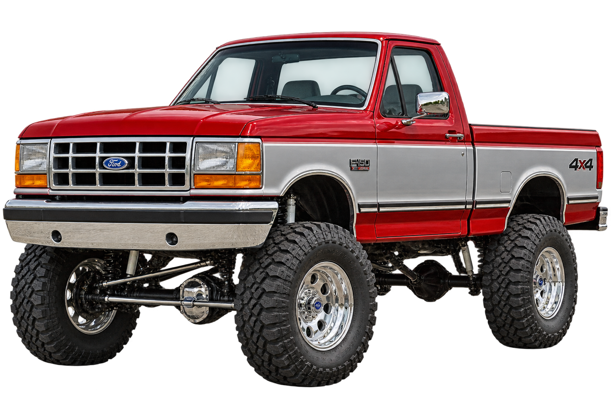 Crimson Red & Silver 1990 Ford F150 bricknose4x4 decal artwork