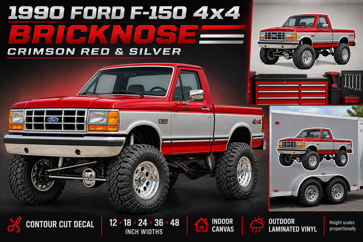Crimson Red & Silver 1990 Ford F150 bricknose4x4 product showcase