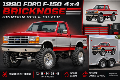 Crimson Red & Silver 1990 Ford F150 bricknose4x4 product showcase
