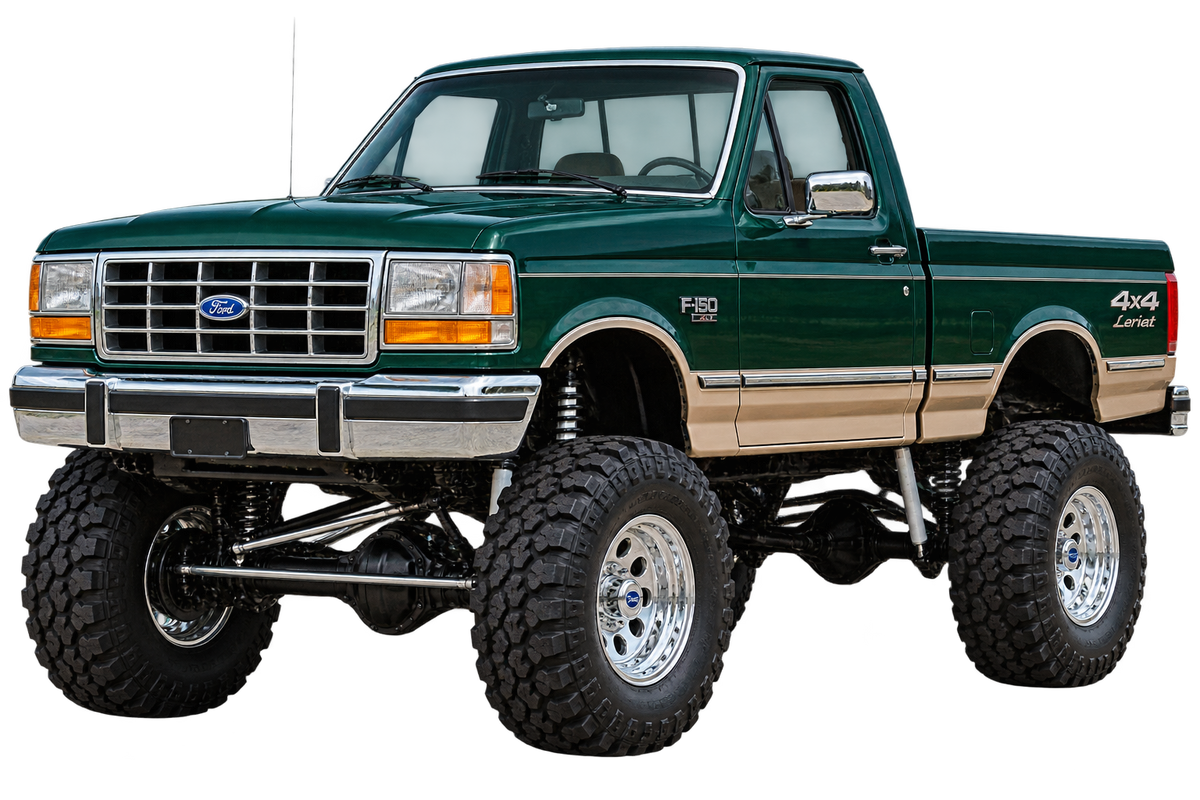 Emerald Green & Tan 1990 Ford F150 bricknose4x4 decal artwork