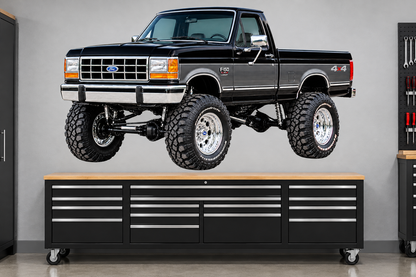 Jet Black & Charcoal 1990 Ford F150 bricknose4x4 garage wall decal preview