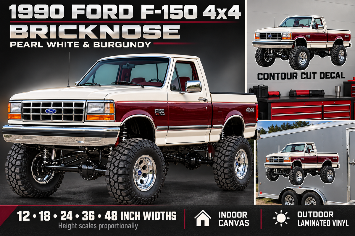 Pearl White & Burgundy 1990 Ford F150 bricknose4x4 product showcase