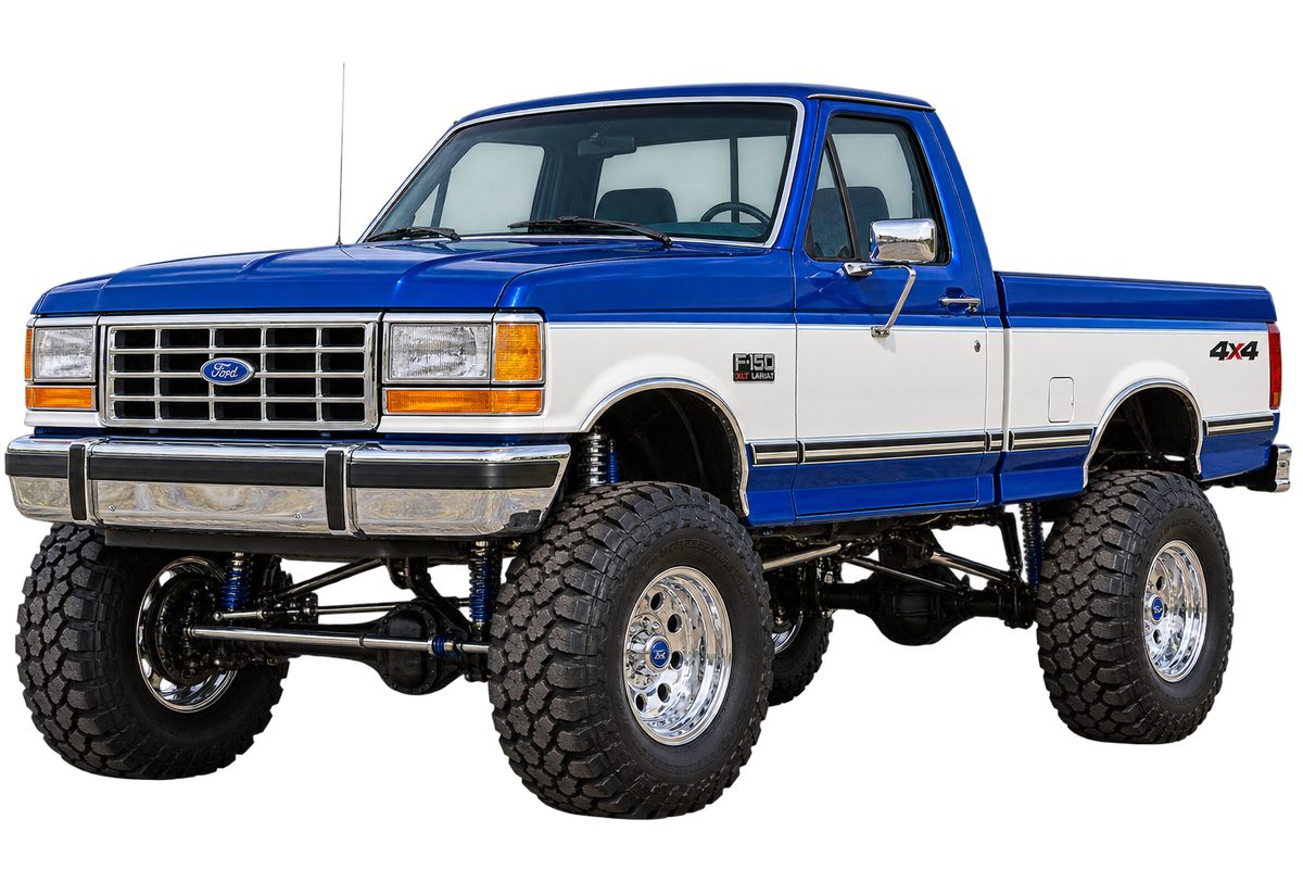 Royal Blue & White 1990 Ford F150 bricknose4x4 decal artwork
