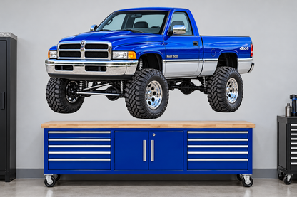 Cobalt Blue & Silver 1994 Dodge Ram1500 4x4 garage wall decal preview