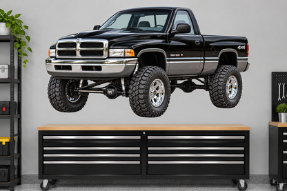 Jet Black & Graphite 1994 Dodge Ram1500 4x4 garage wall decal preview