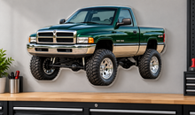 1994 Dodge Ram 1500 Emerald Green & Champagne contour cut acrylic sign garage wall mockup