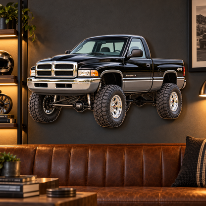 1994 Dodge Ram 1500 Jet Black & Graphite acrylic sign in automotive lounge