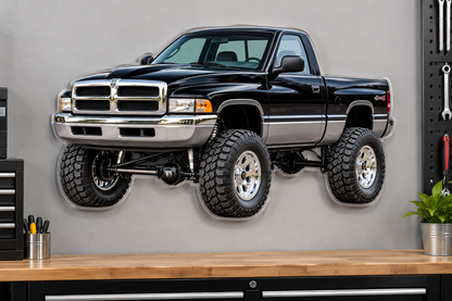 1994 Dodge Ram 1500 Jet Black & Graphite contour cut acrylic sign garage wall mockup
