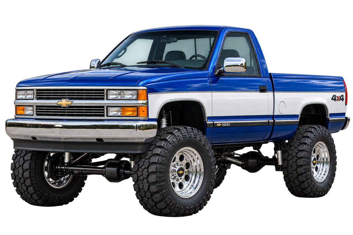 Cobalt Blue & White 1996 Chevy K1500 OBS lifted4x4 transparent decal artwork