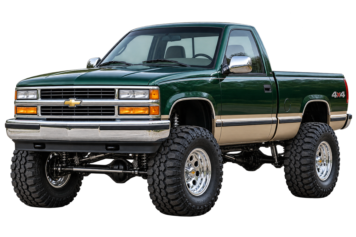 Forest Green & Tan 1996 Chevy K1500 OBS lifted4x4 transparent decal artwork