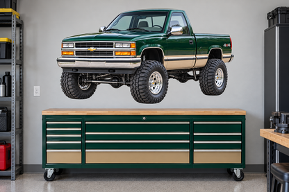 Forest Green & Tan 1996 Chevy K1500 OBS4x4 garage wall decal preview