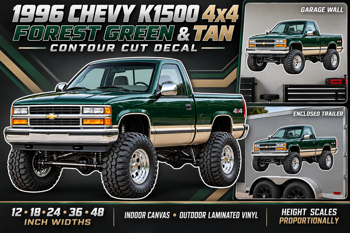 Forest Green & Tan 1996 Chevy K1500 OBS4x4 decal product showcase