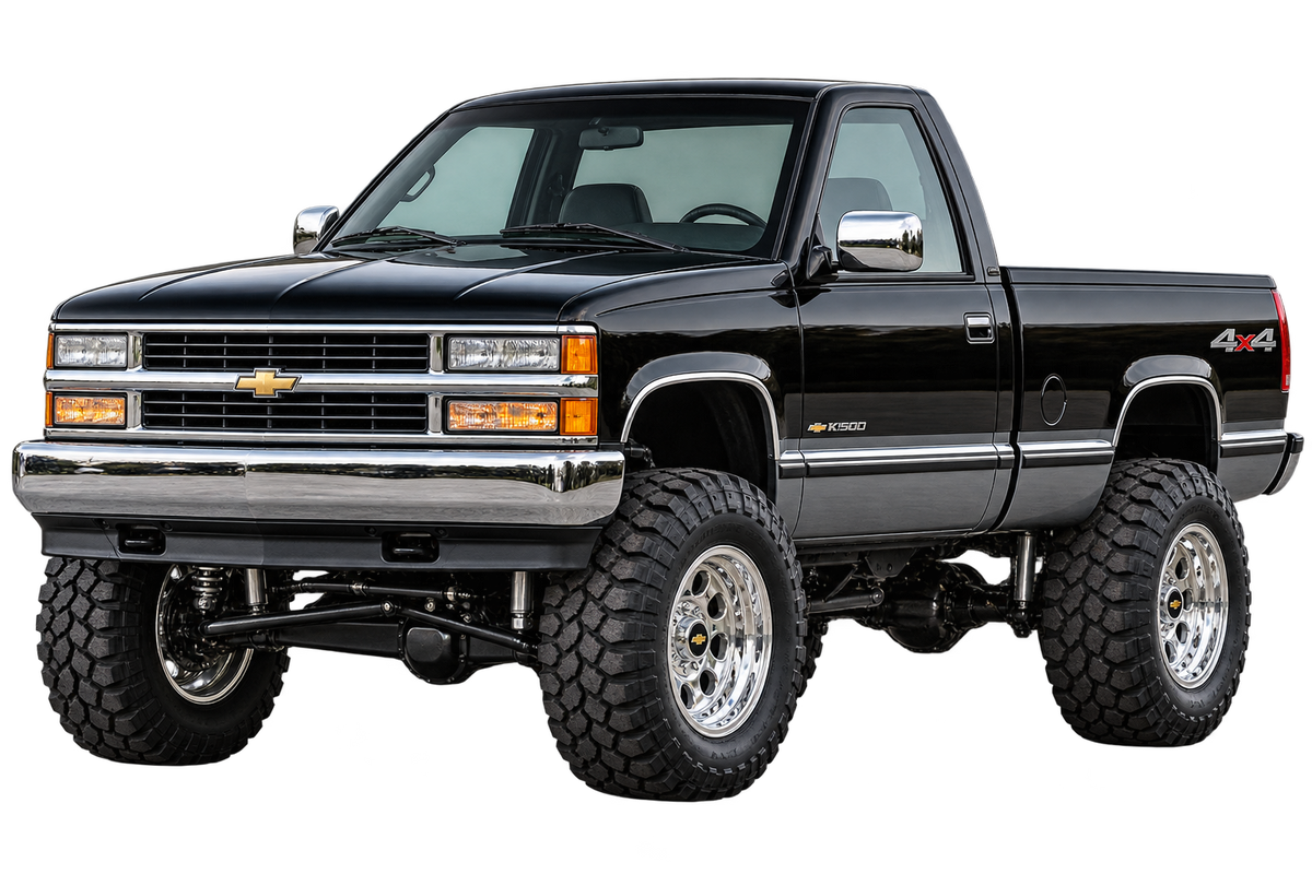 Jet Black & Charcoal 1996 Chevy K1500 OBS lifted4x4 transparent decal artwork