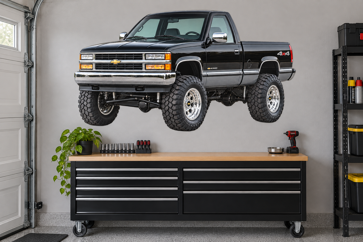 Jet Black & Charcoal 1996 Chevy K1500 OBS4x4 garage wall decal preview