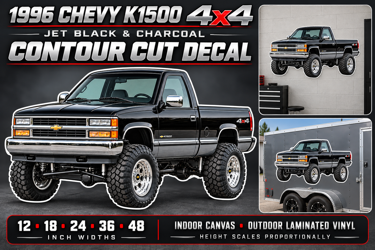 Jet Black & Charcoal 1996 Chevy K1500 OBS4x4 decal product showcase