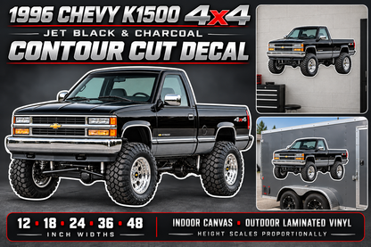 Jet Black & Charcoal 1996 Chevy K1500 OBS4x4 decal product showcase