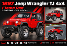 1997 Jeep Wrangler TJ Flame Red summary with size and material options