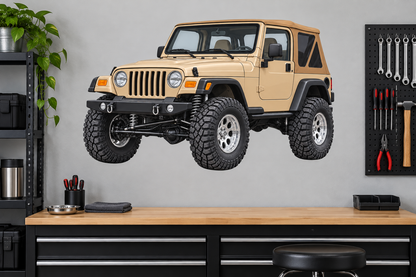 1999 Jeep Wrangler TJ Desert Sand & Tan garage wall decal mockup