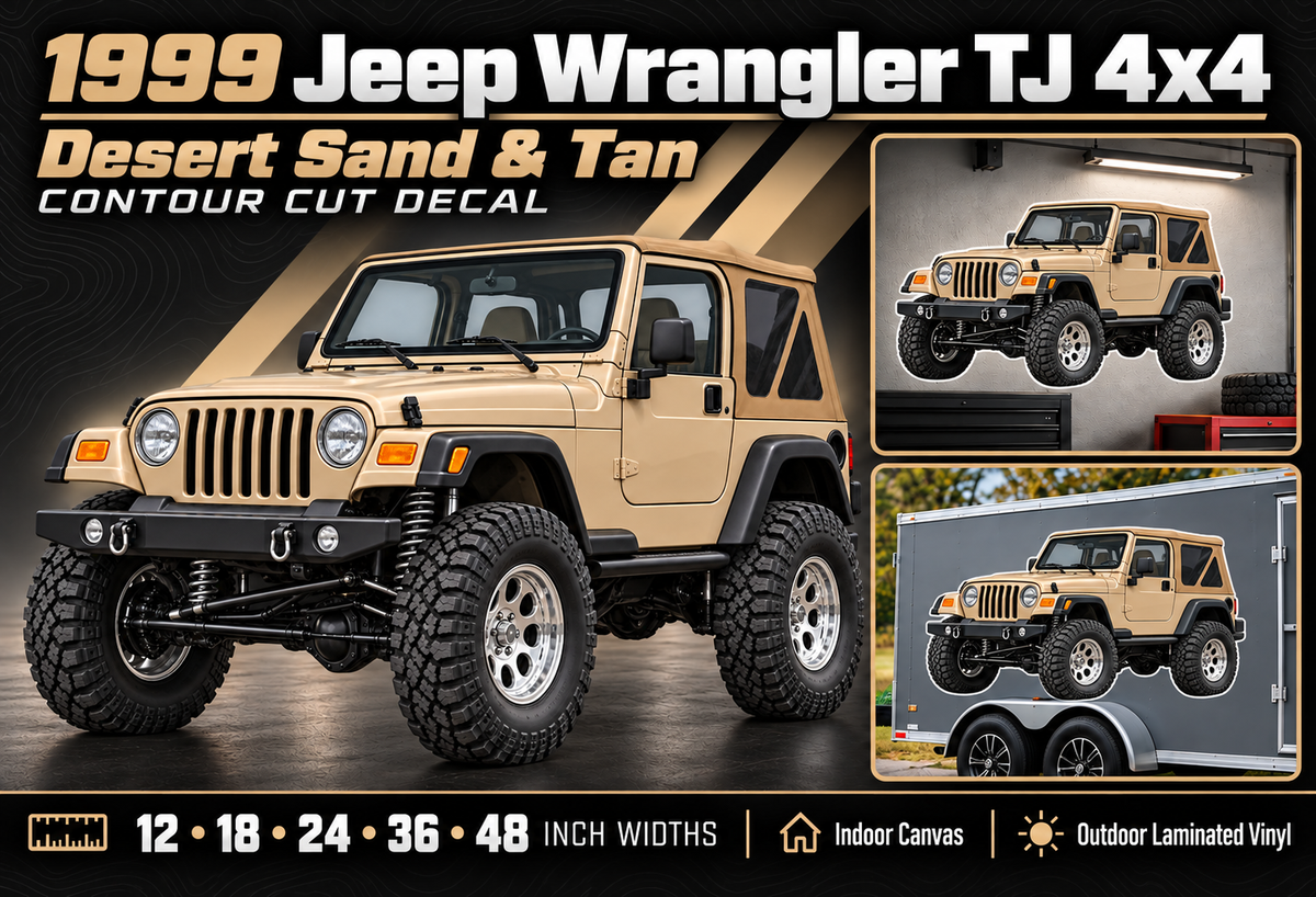 1999 Jeep Wrangler TJ Desert Sand & Tan summary with size and material options