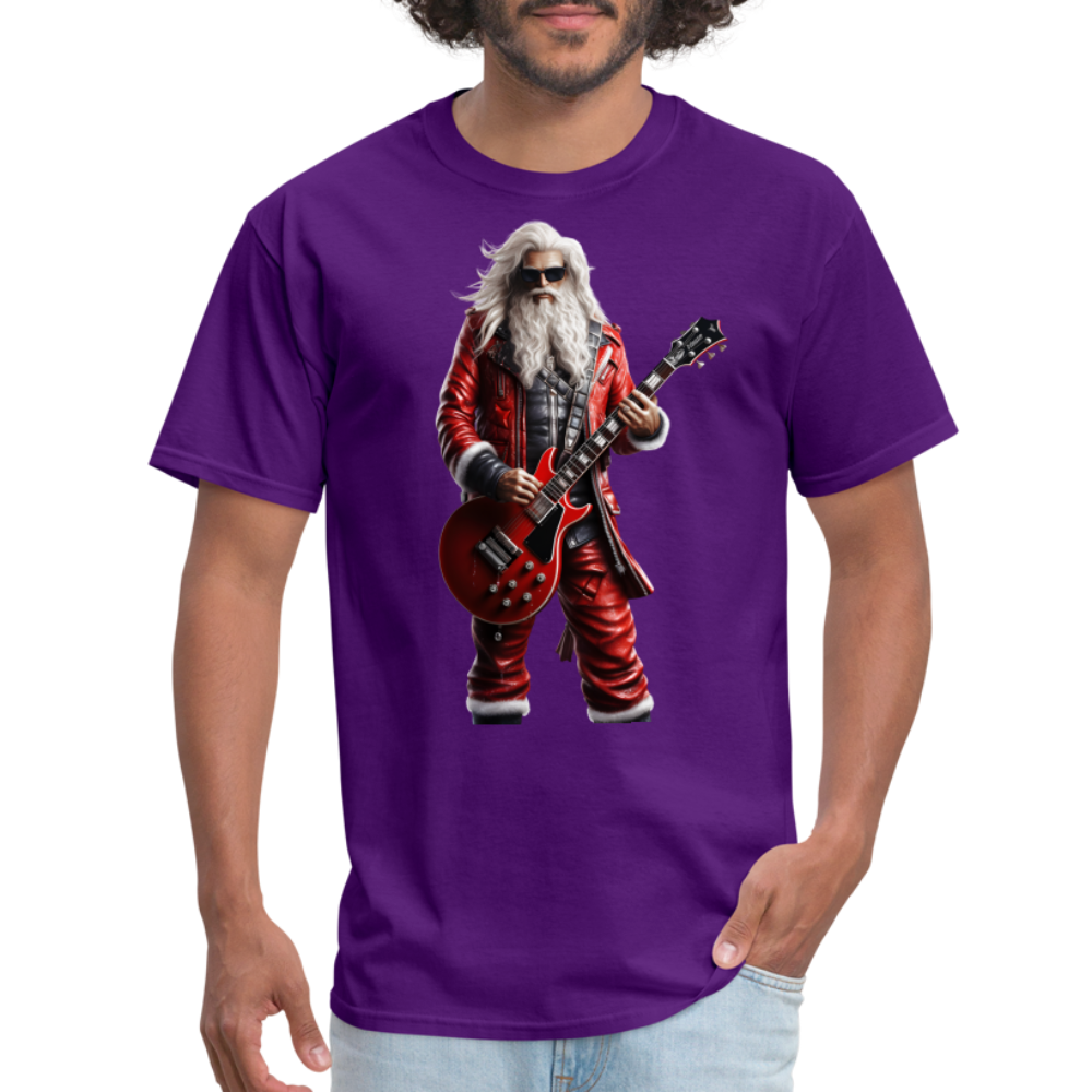 Santa Rock Star Playing Guitar Unisex Classic T-Shirt - purple