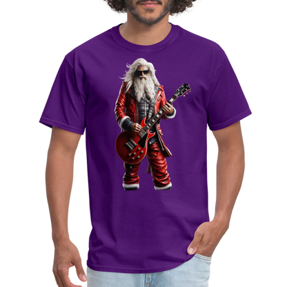 Santa Rock Star Playing Guitar Unisex Classic T-Shirt - purple