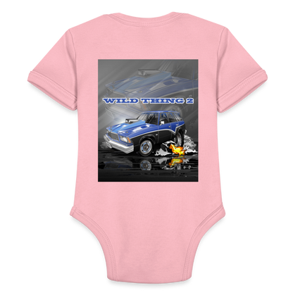 Organic Short Sleeve Baby Bodysuit 1978 Malibu Station Wagon - light pink